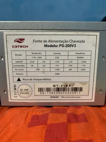 Fonte de alimentação C3TECH 200w