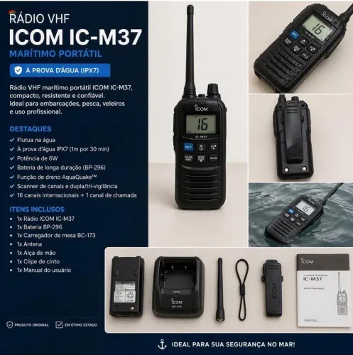 SOMENTE HOJE!!!! Rádio VHF Marítimo ICOM IC-M37