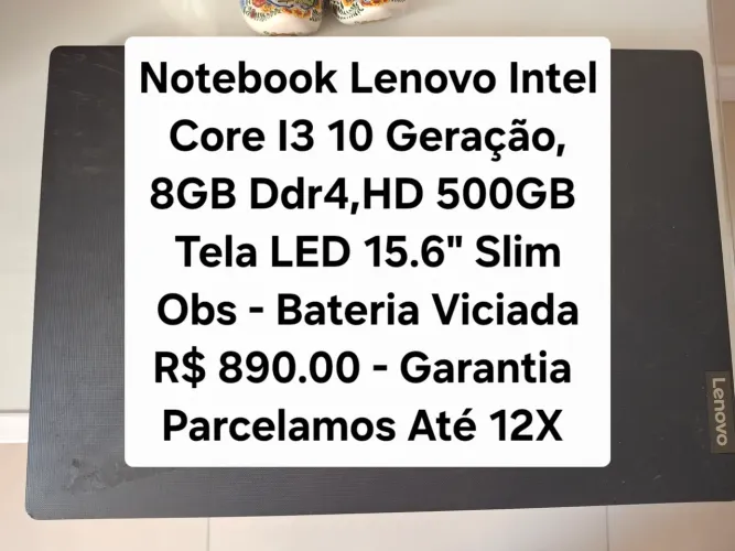 Notebook Lenovo Inte Core I3 10 Geração, 8GB Ddr4, HD 500GB  - Garantia 