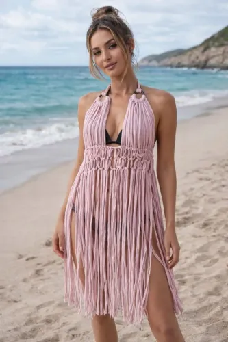 Saída de praia em macramê 