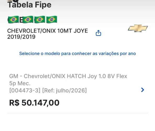 Chevrolet Onix JOY Hatch 1.0 8V Flex Mec. 4P 2019