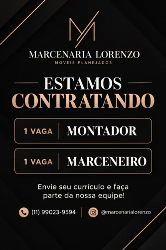 Vaga de emprego para montador e marceneiro