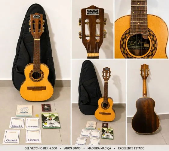 Cavaquinho Del Vecchio Ref. 4000 + Capa + Cordas Extras