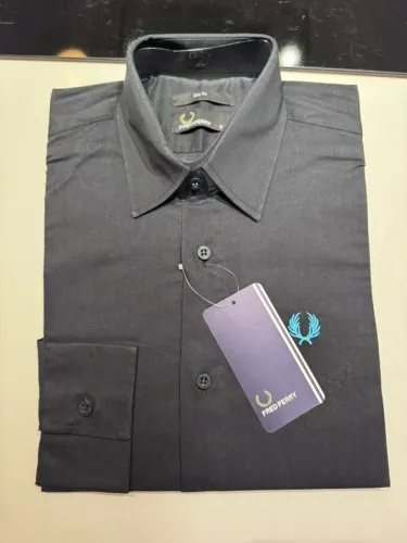 Camisa Social Fred Perry Preta Slim Fit Masculina Premium Tam P