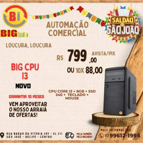 Pc Cpu Barato Intel Core I3 / 8gb / 240ssd / Hdmi / Wifi - Em ate 10x Fixas 