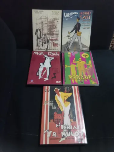 Lote 5 DVDs filmes Jacques Tati cinema francês Meu Tio Férias Sr Hulot e mais