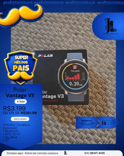 RELÓGIO MONITOR, POLAR VANTAGE V3, 47MM, SEMINOVO NA GARANTIA, EXCLUSIVO!