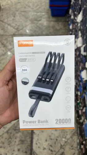 Carregador Portátil BTE-05E Usb 20.000mah com Cabo embutido Pronta Entrega