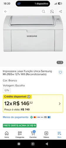 Impressora Samsung ML2165w