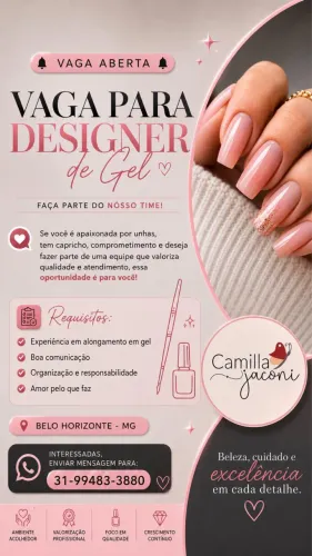 Vaga para profissional de Unha de Gel no Barreiro