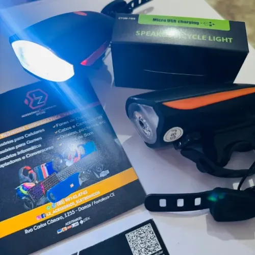Farol Bike Bicicleta Led com Buzina - Recarregável USB