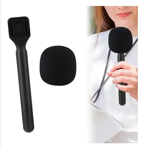 Bastão Manual P/ Microfone De Lapela Entrevistas Preto