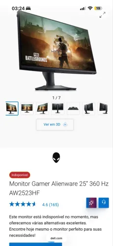MONITOR ALIENWARE 360hz