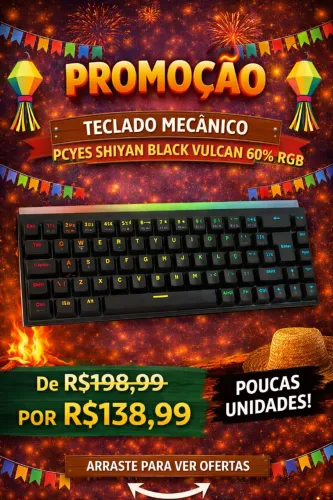 Teclado Mecânico Gamer PCYes Shiyan White Ghost, RGB, Switch Outemu Red, 60%, ABNT2, Preto