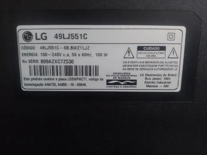 Tv LG 49LJ551C  com defeito na tela 
