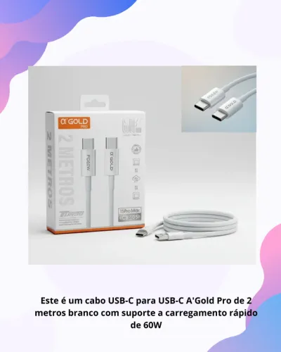 Cabo Tipo-C Para Tipo-C 2 Metros Turbo 60W A'Gold Pro Novo Na Caixa