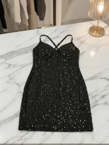 vestido its girl paetê preto 
