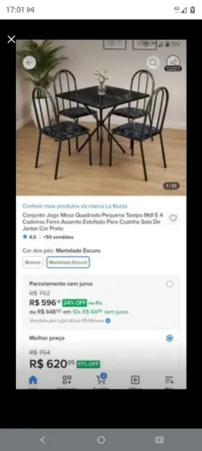 Jogo de mesa 4 cadeiras