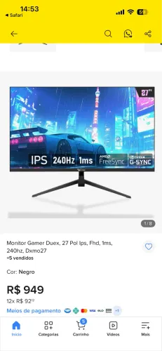 Monitor Duex 27p 240hz