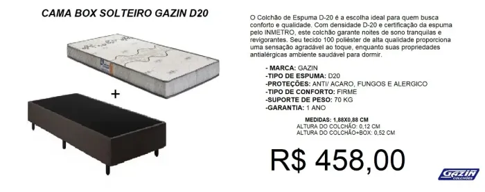 Colchão + box - compre hoje e receba em até 72 horas 