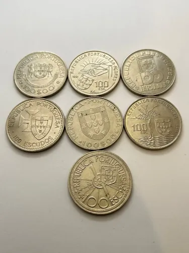 Lote de 7 Moedas Comemorativas De 100 Escudos Portugal - Coleção?