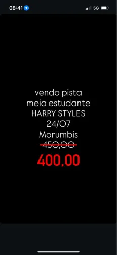 SHOW HARRY STYLES: 24/07 PISTA MEIA ESTUDANTE