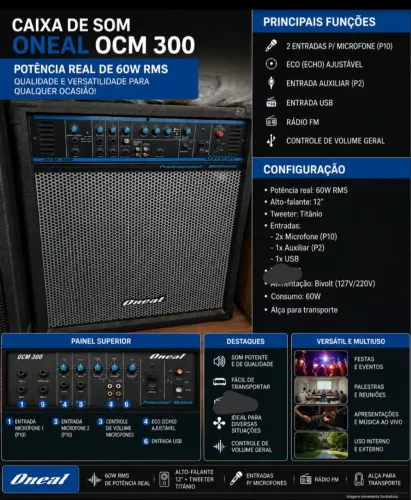 Caixa Amplificada Oneal OCM 300