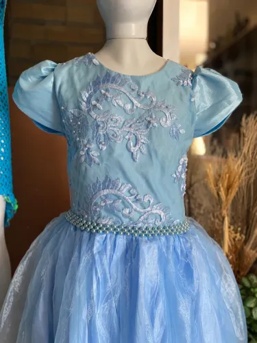 Vestido Infantil de Festa Luxo Azul Serenity - Impecável