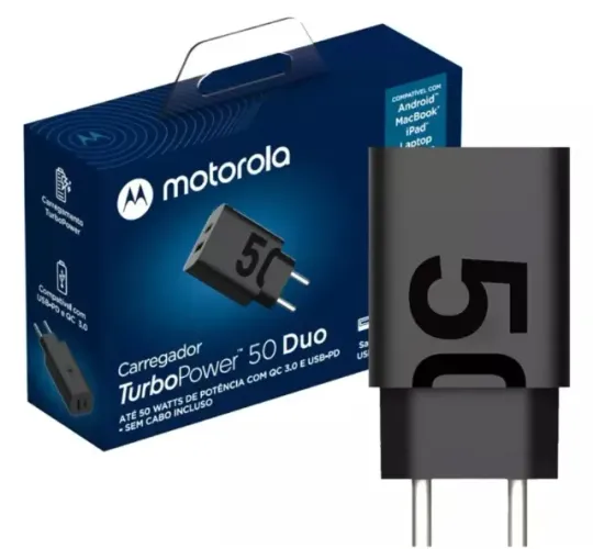 Carregador Motorola Turbo Power Duplo 50w - Usb-c Full