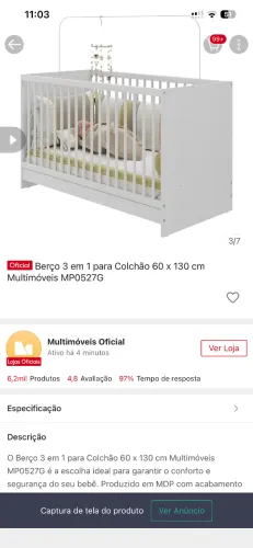 Vendo berço usado 2x