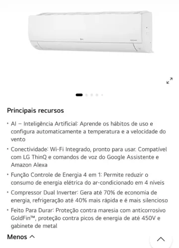 Ar condicionado LG 9 mil btus