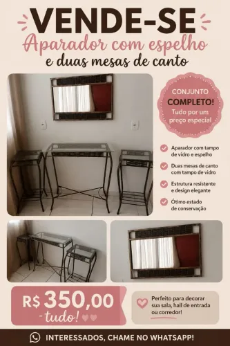 Vendo mesinhas com aparador e espelho