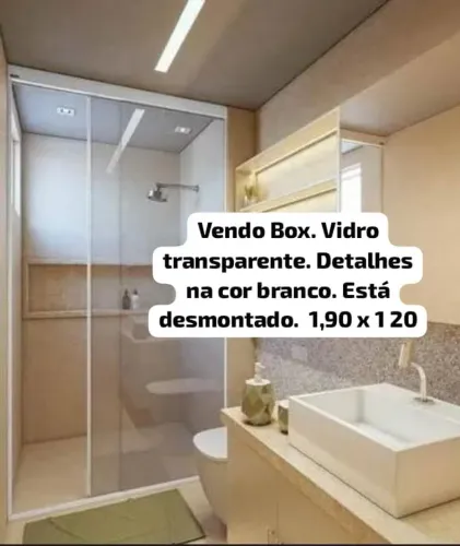 VENDO BOX PARA BANHEIRO. 1,90 X 1,20. DETALHES NA COR BRANCO.