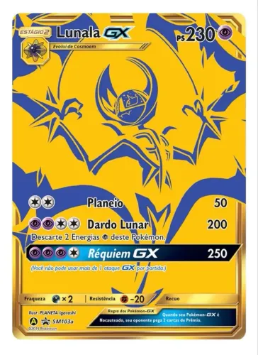 Carta Pokémon Lunala gx e solgaleo gx kit