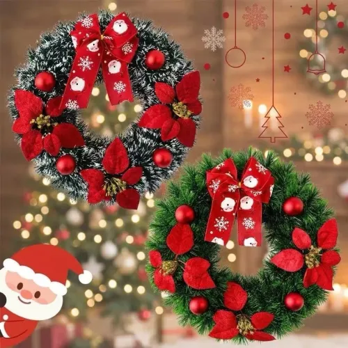 Guirlanda Natalina De Luxo Natal 37x37cm Decorações Porta Pendurado De Natal Feliz Natal