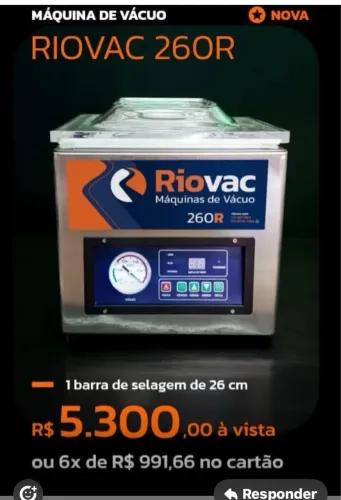 Máquina de Vácuo RIOVAC 260R - Super Novidade!