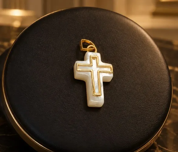 Crucifixo Madre Pérola em Ouro 18k 750