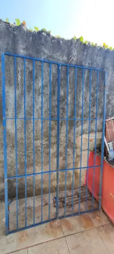 2 Portões De Ferro Azul (Duas Folhas) - Grade Reforçada - 1,30m x 2,00m