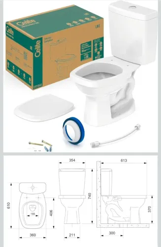 Bacia/ privada sanitária Celite LACRADO kit completo.