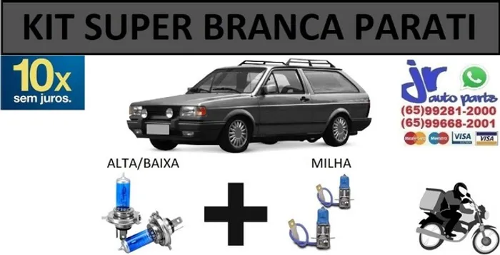 Kit de Lâmpadas Super Branca Parati Quadrada  8500K Efeito Xênon 