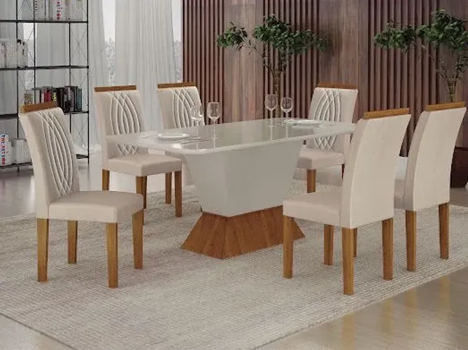 Sala mesa jantar 180x90 cm com 6 cadeiras