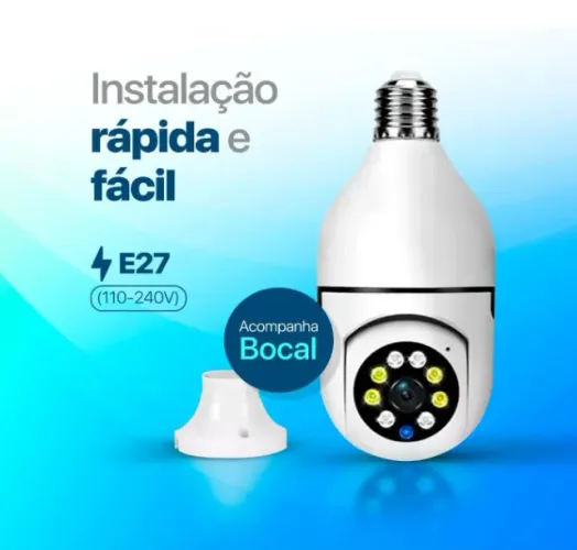 Camera de Segurança Ip Wifi Tipo Lampada Panoramica