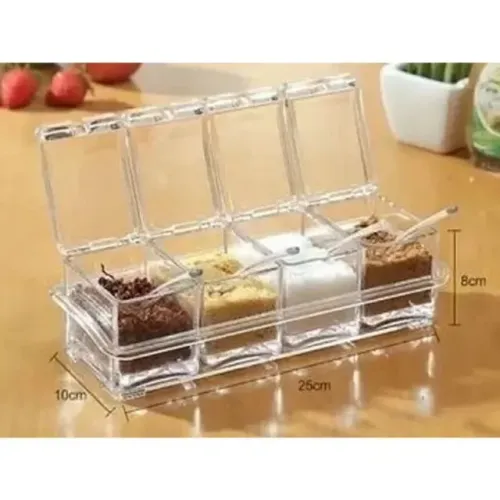 Porta Temperos E Condimentos Acrilico 4 Potes Organizadores