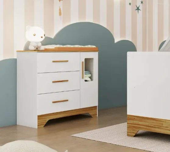 Comoda Popy Retro Janelinha Peroba, 100% MDF - ( Promoção )