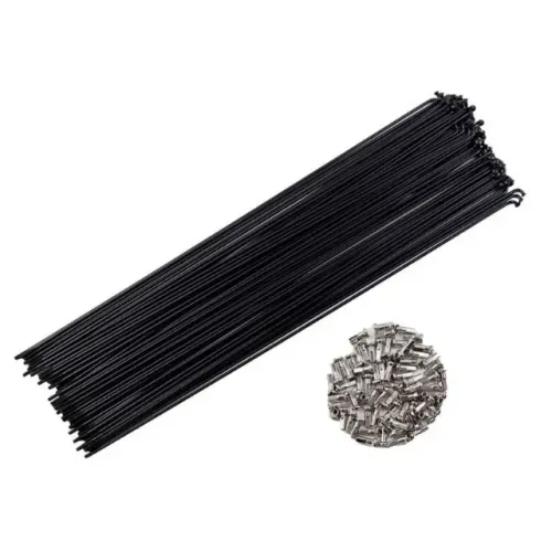 Conjunto 72 Raios para Bicicletas Em Inox Preto 293mm x 2.0 com Niples 7371