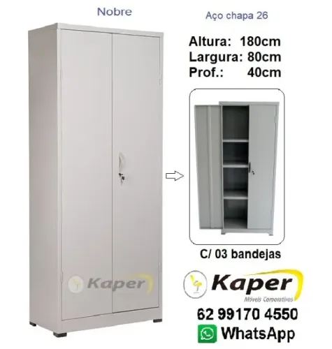 Armário de aço PA80 Nb cinza Ch26 ( produto novo )