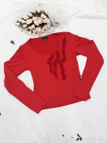 Blusa Manga Longa Poliéster Lisa Feminina