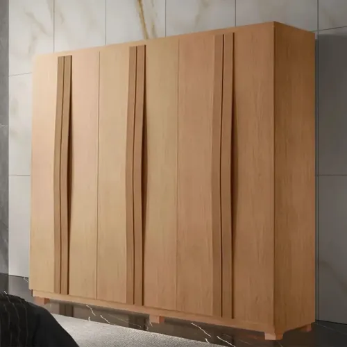 Roupeiro 6 Portas 100% MDF c/Pés Larg. 1.80m Nature rf543