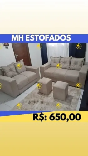 Conjunto de Sofá 2 e 3 lugares com Puff e preço imperdível