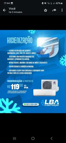 Limpeza ar split a partir $119,00 watts *